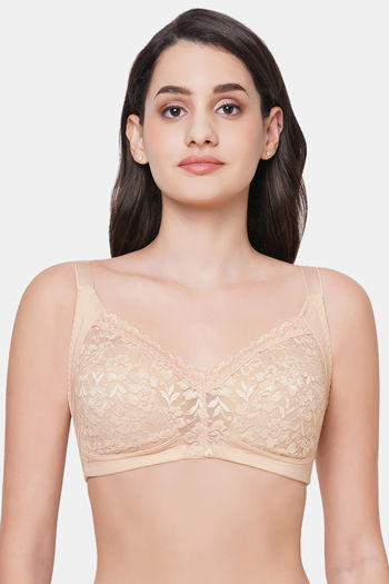 Buy Wacoal Single Layered Non-Wired Full Coverage Lace Bra - Beige