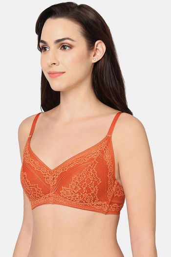 Buy Wacoal Padded Non-Wired Medium Coverage Lace Bra - Mango at Rs