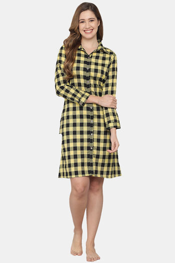 Buy Shararat Cotton Sleep Shirt - Yellow at Rs.2199 online