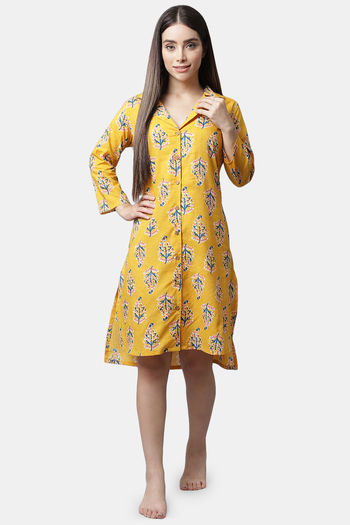 Buy Shararat Cotton Sleep Shirt - Yellow at Rs.2199 online