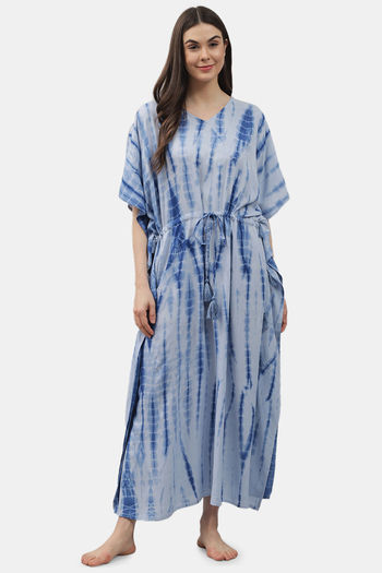 Buy Shararat Cotton Full Length Nightdress - Blue