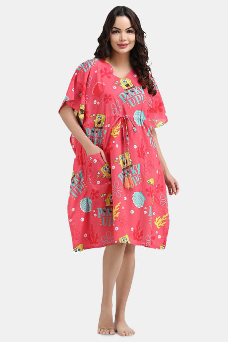 Buy Shararat Cotton Full Length Nightdress - Pink at Rs.1899