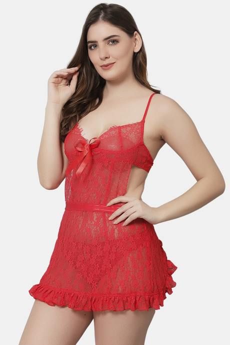 Shararat Lace Babydoll - Red