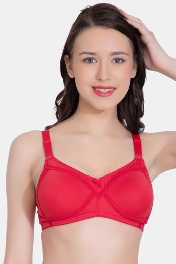 Buy LacyLuxe Padded Non-Wired Full Coverage T-Shirt Bra - Red at