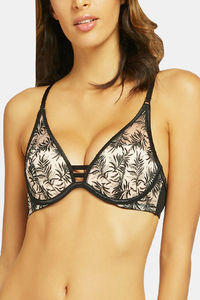 Buy Yamamay Arnica  Black Padded Bra With Tulle And Embroidery - Black
