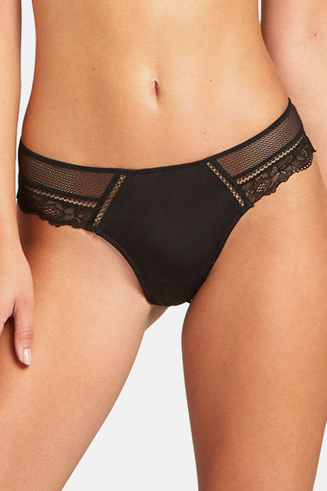 Buy YAMAMAY Lace Pattern Polyamide Briefs for Women Black at Rs.1349 online