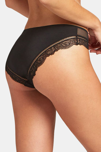 Buy YAMAMAY Lace Pattern Polyamide Briefs for Women Black at Rs