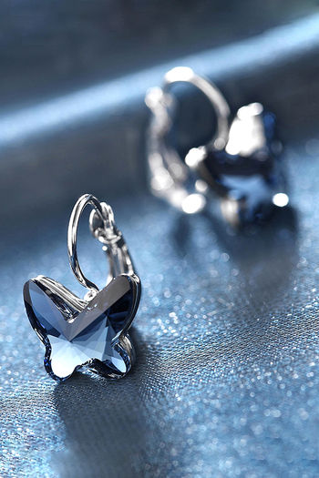 Yellow Chimes Crystals From Swarovski Silver Toned Butterfly Crystal Stud  Earrings