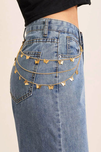 Yellow Chimes Stainless Steel Gold toned Multilayer Butterfly Jeans Chain