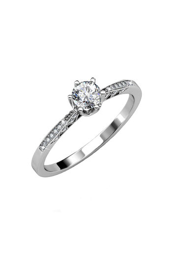 Swarovski Engagement Ring with Side Stones - Enchantment - 1 Carat 1.00ct  Round Cut in 14K White Gold | Brillianteers