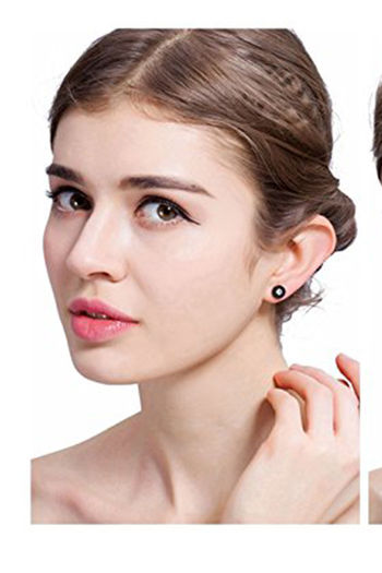Buy Black Pink Handmade Fabric Earrings with Pom Pom Online at Jayporecom