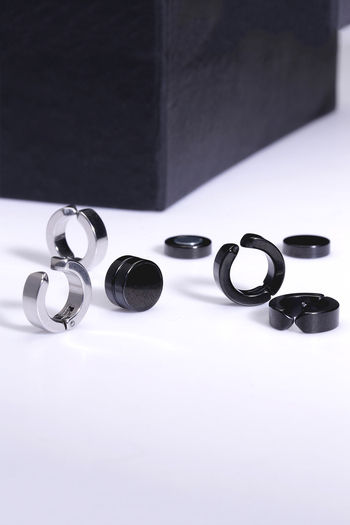 Cubic Zirconia Round Stud Earrings Stainless Steel Black Jewelry Men W  JB  Jewelry BLVD