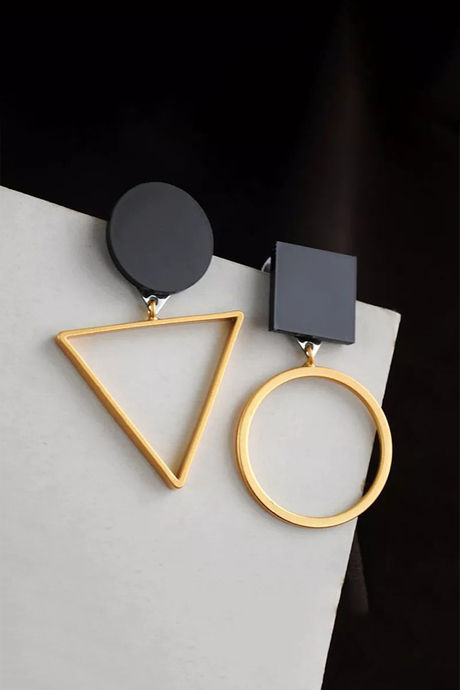 Yellow Chimes Latest Fashion Western style Asymmetry Geometric Triangle  Drop Earrings