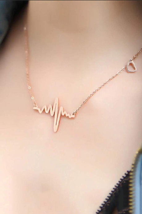 Heartbeat Chain Gold Plated Necklace 