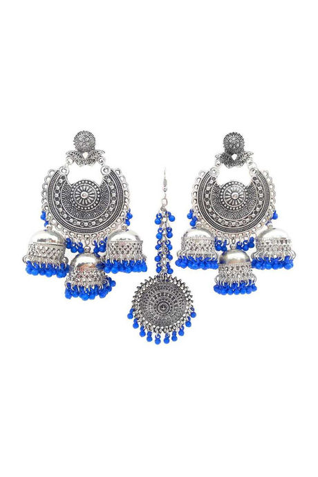 Elegant Temple Jhumka Earrings with Pearl Mattal & Champaswaralu Combo Set  J26075