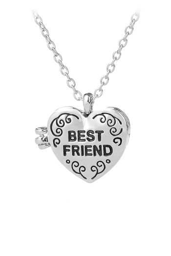 Best Friend Necklace - silver heart locket/quote saying/silver initial –  Constant Baubling