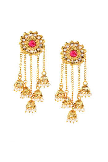 Buy Gold Plated Peacock Design Brass Kundan Stone Handcrafted Jhumka Latkan  Earrings By House of Ree Online at Best Price | Distacart