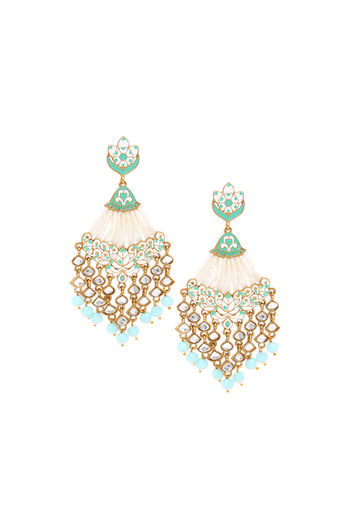 Buy Yellow Chimes Green Meenakari Earrings Handcrafted Gold Plated