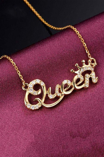 Buy Yellow Chimes Luxurious Alphabetical Queen Crown Short Chain Gold Plated Necklace At Rs 969 Online Jewellery Online