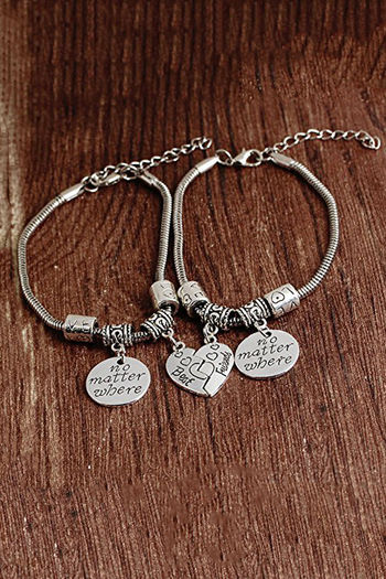 Buy Yellow Chimes Best Friends Forever Silver Plated 2 PCS Heart Charm  Bracelet at Rs.1499 online