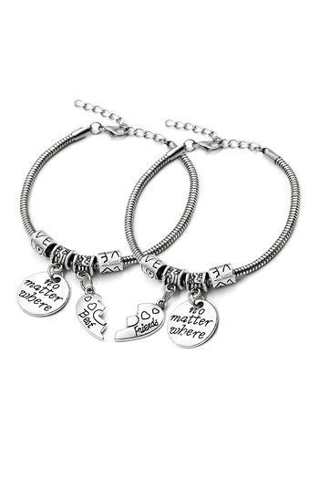 Anish NX Friendship Day Gift Heart Broken Friends Forever Couple Crystal  With S Hook Clasp Black