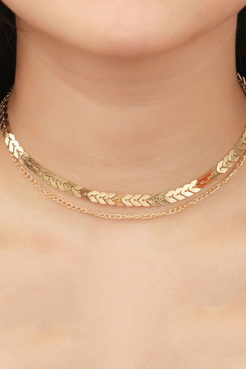 Yellow Chimes Gold Plated Dual Layer Arrow Collares Choker Necklace