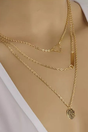 Yellow Chimes Multilayered Long Chain Gold Plated Geometric Choker Necklace  Gold