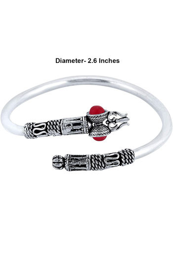 Yellow Chimes Silver Oxidised Trishul Damru Latest Adjustable Kadaa  Bracelet Silver