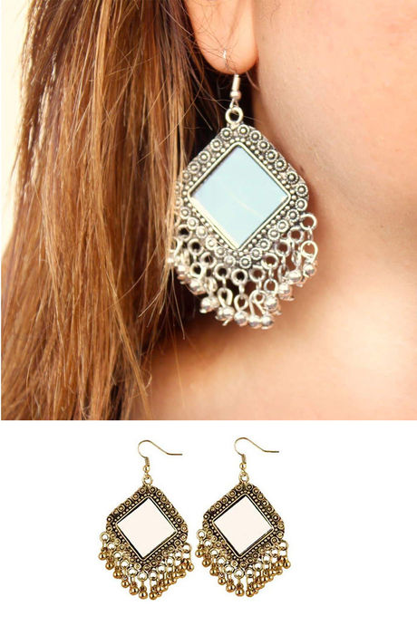 Buy Karatcart Silver-Plated Floral Mirror Work Dangler Earrings Online At  Best Price @ Tata CLiQ