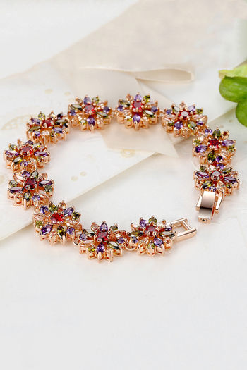 Buy Yellow Chimes Multi-Color Swiss Cubic Zirconia Rose Gold