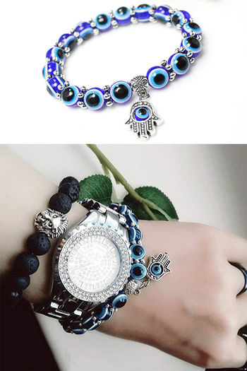 fcityin  Stylish Hamsa Blue Evil Eye Bracelet For Women  Allure Unique