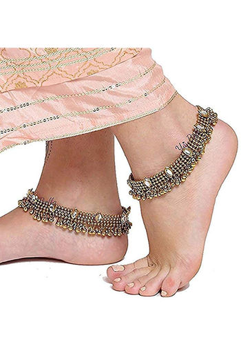Buy YouBella Gold Plated Copper Strand Stylish Party Wear Anklets for Women  and Girls at Rs.500 online | Jewellery online