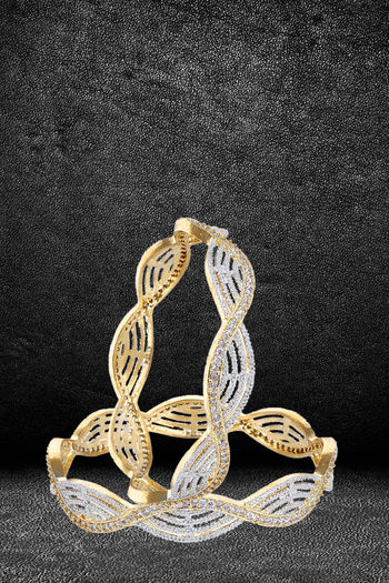 Youbella White, Golden American Diamond Gold Plated Jewellery Bangles For  Women And Girls