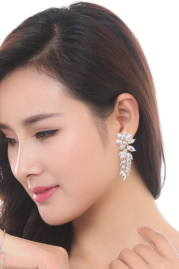 Kriaa Brown Crystal Stone Dangler earrings  JewelMazecom