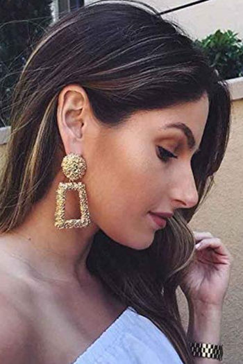 Crystal glass Gold plated handmade long chain earrings at 1650  Azilaa