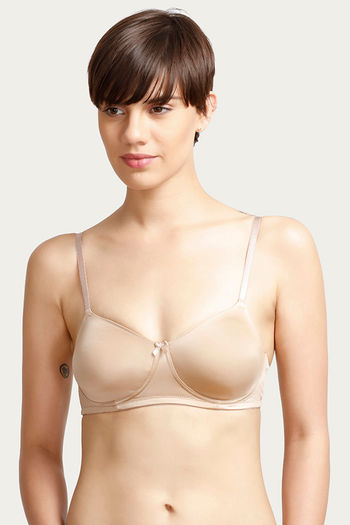 Buy Zivame Cotton Double Layered Wirefree Bra - Nude online
