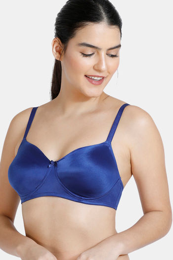 Buy Zivame Soft n Sheen Double Layered Non Wired 3/4th Coverage T-Shirt Bra - Sodalite Blue