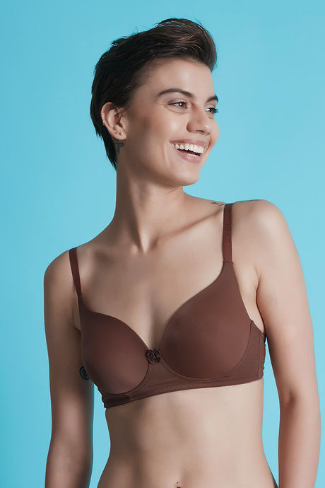 Zivame Padded Non Wired 3/4th Coverage T-Shirt Bra-Brown