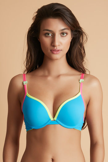 Buy Zivame Push Up Wired Medium Coverage Bra-Blue at Rs.845 online