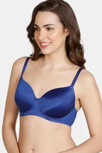 Buy Zivame Soft n Sheen Padded Non Wired 3/4th Coverage T-Shirt Bra - Blue