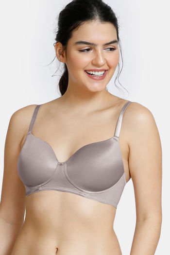 Buy Zivame Soft n Sheen Padded Non Wired 3/4th Coverage T-Shirt Bra - Frost Grey