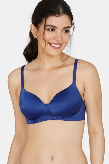 Buy Zivame Soft n Sheen Padded Non Wired 3/4th Coverage T-Shirt Bra - Sodalite Blue2