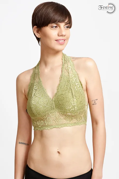 Buy Zivame Made To Layer Halter Neck Bralette- Green at Rs.995