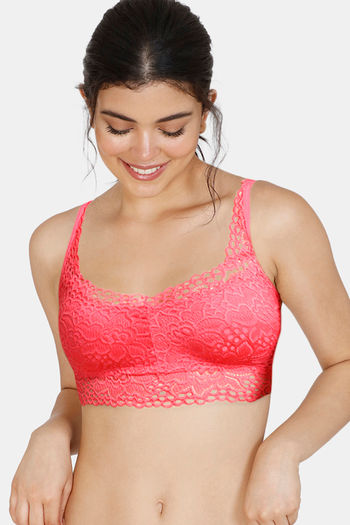 Zivame Made To Layer Double Layered Non Wired Medium Coverage Bralette -  Rouge Red