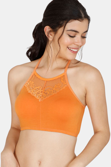 Buy Zivame Made To Layer Double Layered Non Wired Medium Coverage Bralette  -Orange Ochre at Rs.598 online