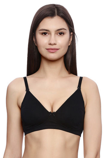 Buy Rosaline Everyday Double Layered Non Wired 3/4th Coverage Bra - Black  at Rs.499 online