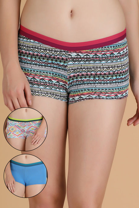 Buy Zivame Cotton Boyshort Panty (Pack Of 2)- Assorted at Rs.595