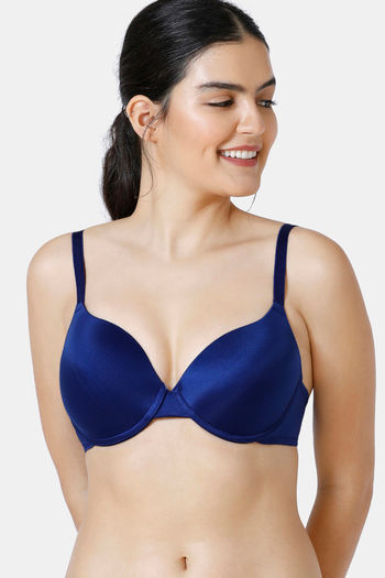 Buy Zivame Soft n Sheen Push-Up Wired Medium Coverage T-Shirt Bra - Navy at  Rs.597 online
