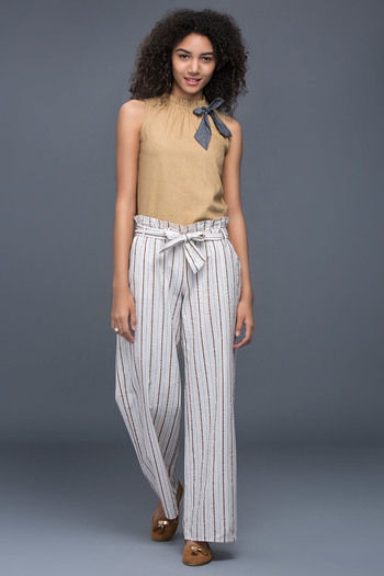 Buy Off White AVAASA MIX N' MATCH Printed Palazzos with Elasticated Waist |  Pants for women, Off white pants, White pants