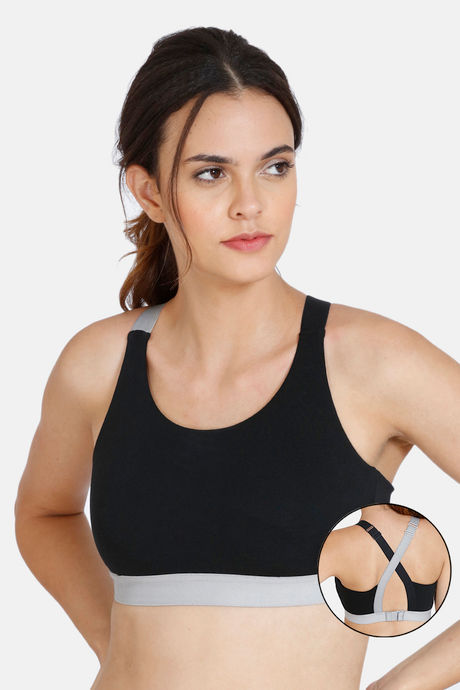Buy Zivame Zelocity High Impact Padded Sports Bra - Anthracite online